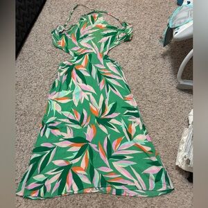 Vibrant Asymmetrical Leaf Print Dress